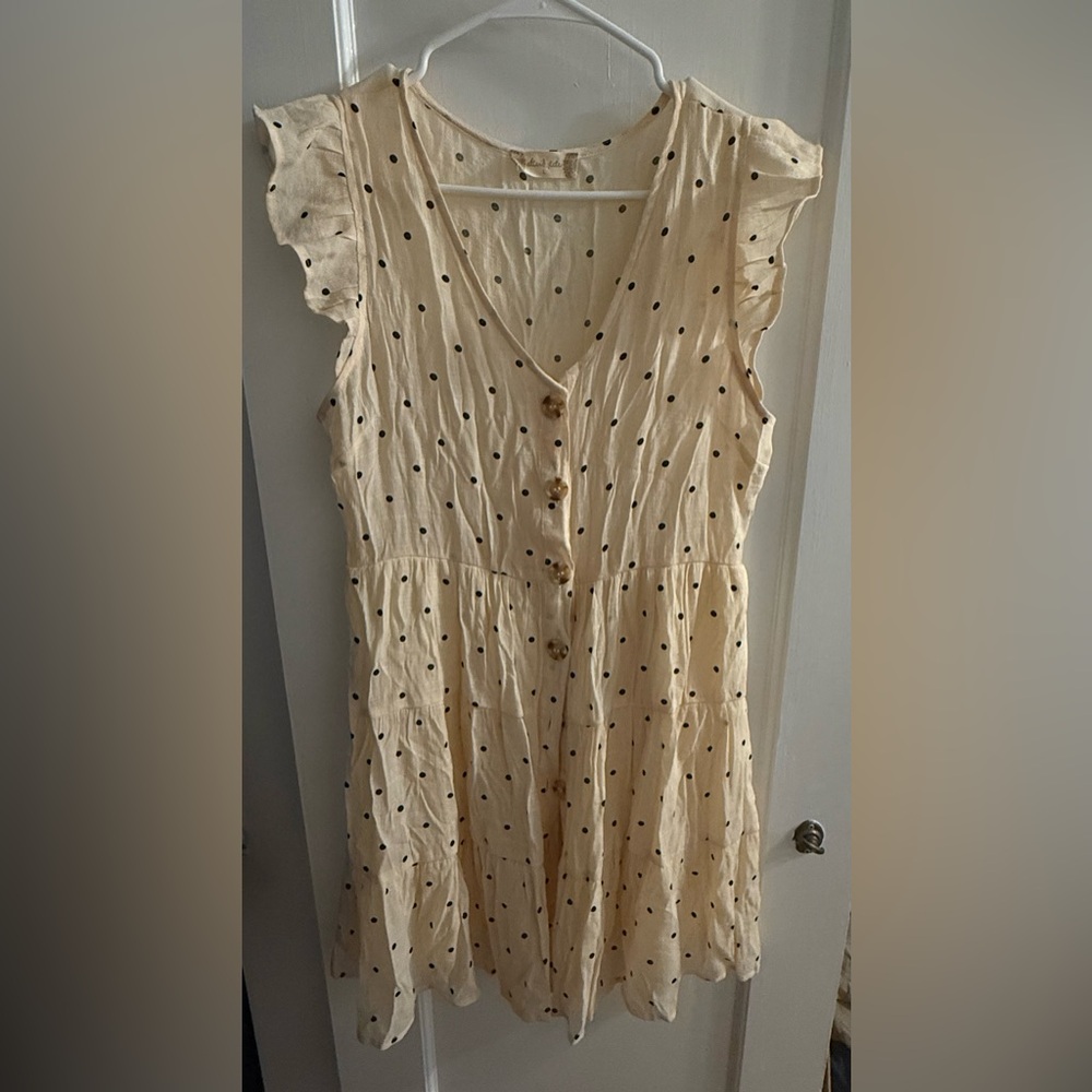 Altar'd State Cream Top with Black Polka Dots